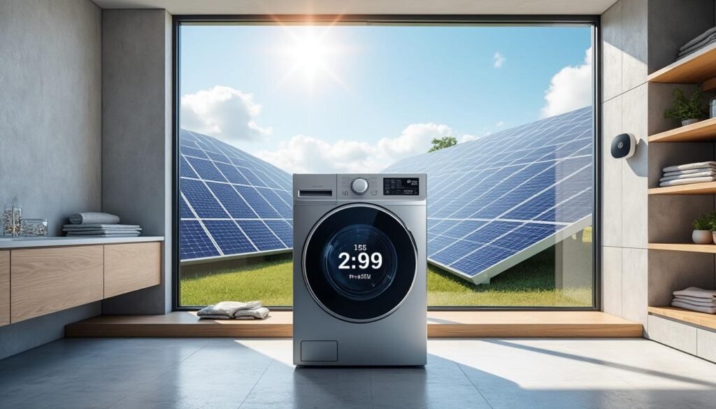 découvrez comment optimiser l'utilisation de votre lave-linge grâce à la domotique solaire en programmant son fonctionnement pendant les pics de production d'énergie solaire, pour plus d'efficacité et d'économie d'énergie.